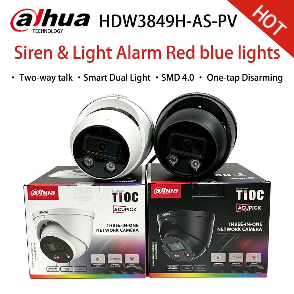 Dahua HDW3849H-AS-PV 8MP Smart Active Deterrence AcuPick 4K Full Color Two-way Talk Smart Security Cam Alarm Audio TiOC 3.0 S5