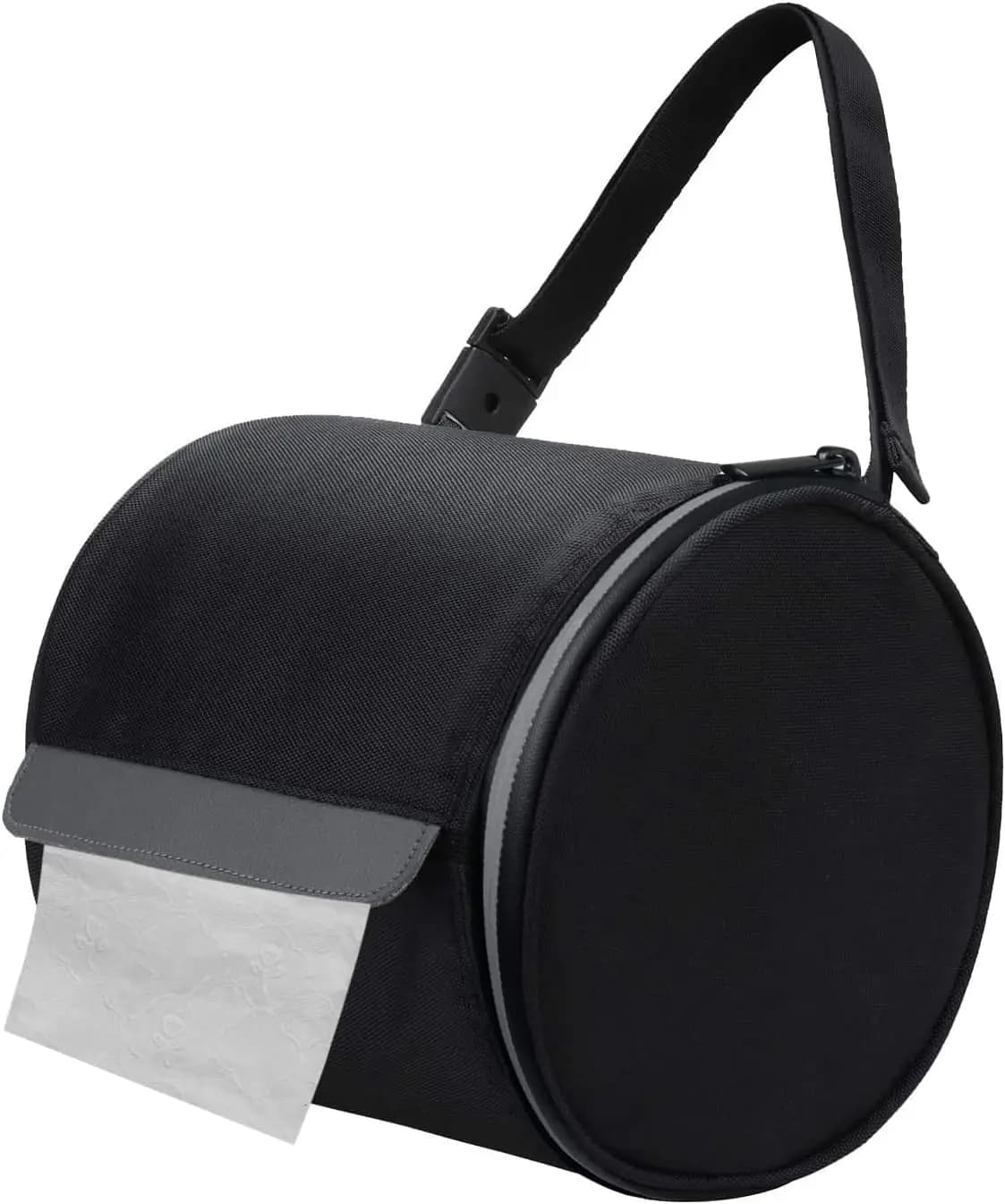 Porta Carta Igienica Portatile Pieghevole Impermeabile con Cinghia Regolabile per Auto, Campeggio, Tenda, Casa, Ufficio, Nero