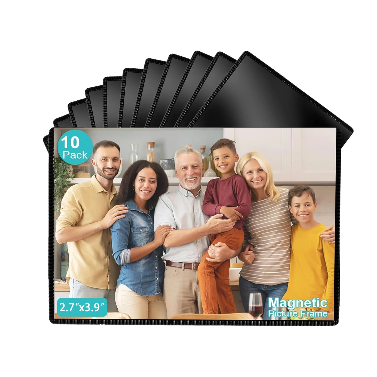 Cornici magnetiche con bordo nero (2,7"X3,9", confezione da 10), buste magnetiche per foto mini formato portafoglio, tasche/supporto, decorazioni