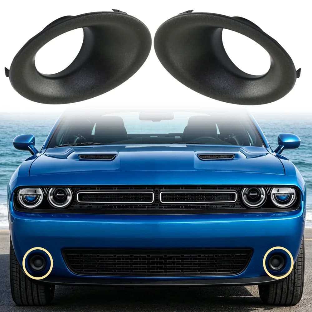 2pc Car Front Bumper Fog Light Lamp Trim Bezel Left & Right 68259662AA for Dodge Challenger 2015-2022