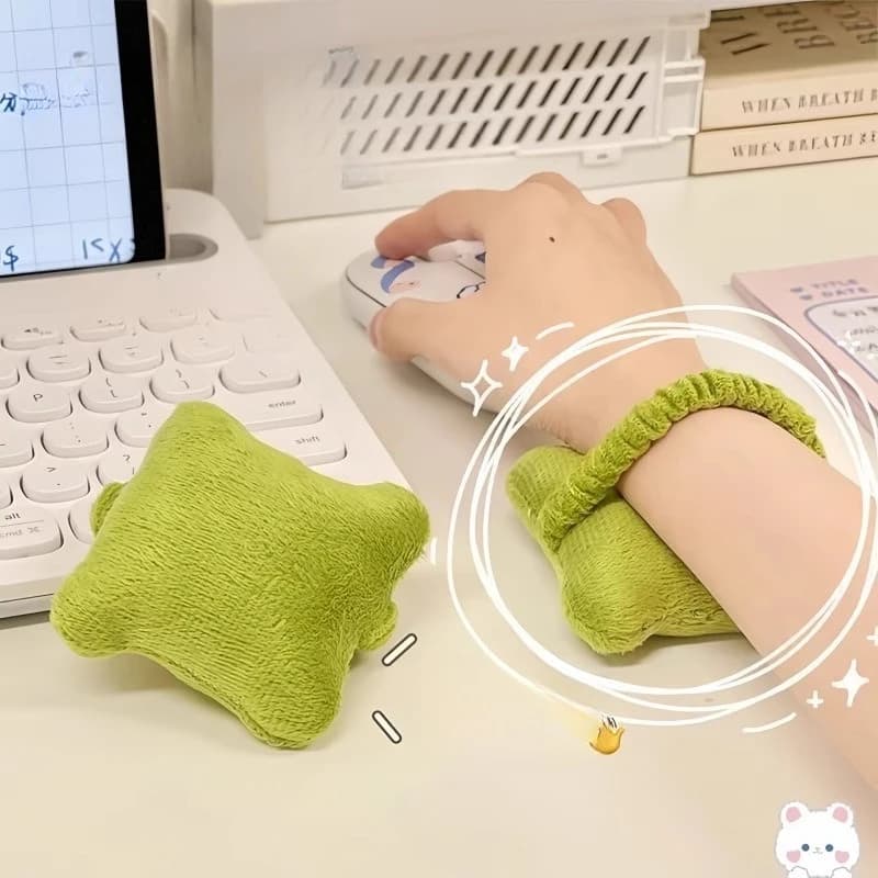 Tappetino per Mouse a Forma di Cuscino di Piccole Dimensioni con Fascia Elastica, Supporto per Mani Anti-Usura per Tastiera, Cuscino Poggiapolsi da Ufficio