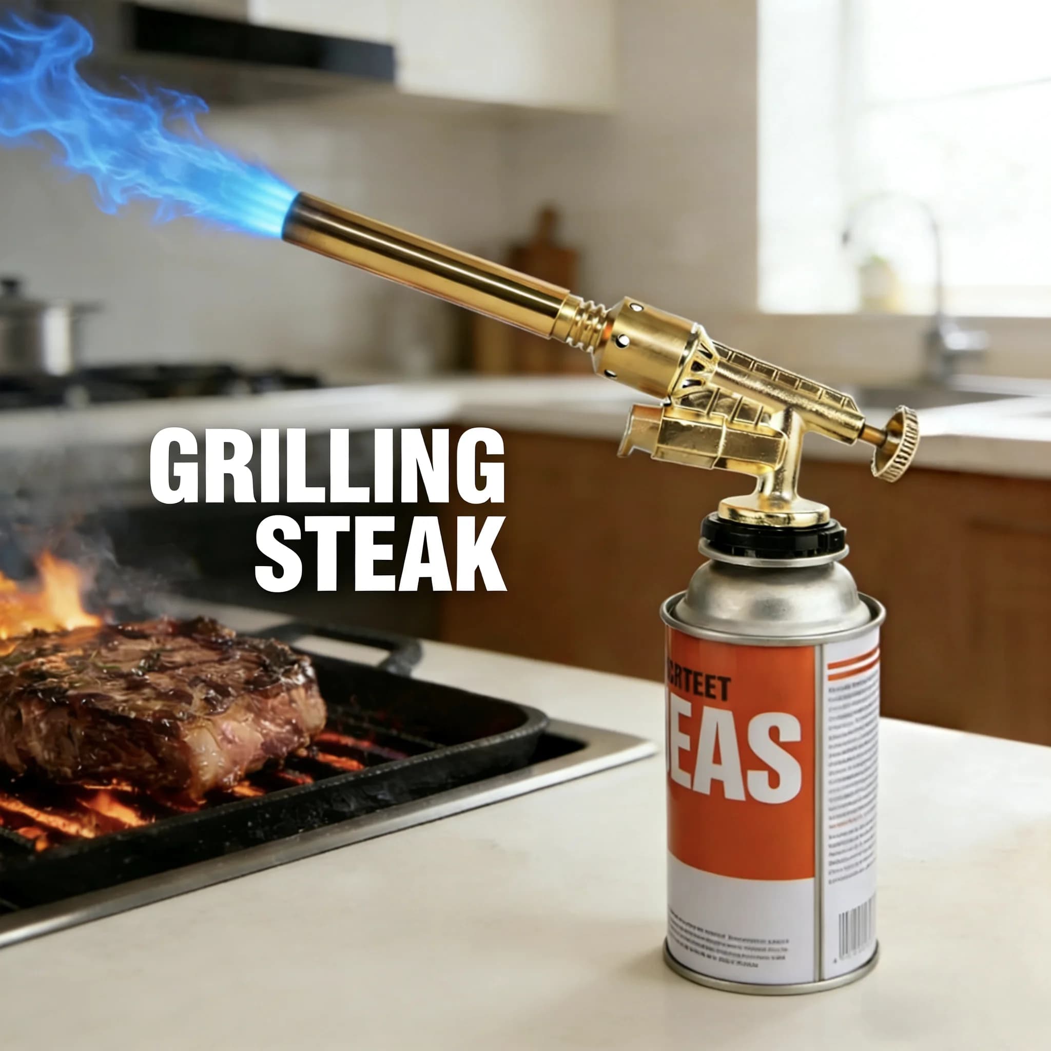 Copper Welding Gas Flashlight, Butane Gas Burner, Outdoor Camping Flame Gun, Barbecue, Kitchen Light, Welding Equipment, Flame Lance