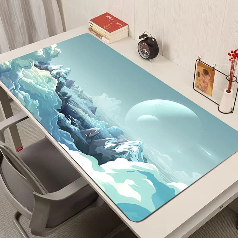 Tappetino da Scrivania Esteso con Motivo Nuvole Planetarie Sci-Fi, Tappetino per Mouse da Gaming in Gomma Premium Antiscivolo, Tappetino per Tastiera da Ufficio