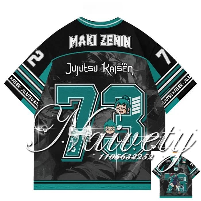 2026 Summer Jujutsu Kaisen Maki Zenin Print Jersey Men Women Sportswear 3D Anime Streetwear Loose Oversized Quick Dry Tee Y2k