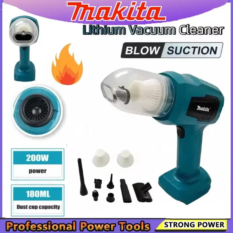 Makita Aspirapolvere Cordless Mini Car Cleaner Multifunzione Raccogli polvere Utensili elettrici ricaricabili portatili Batteria 18V