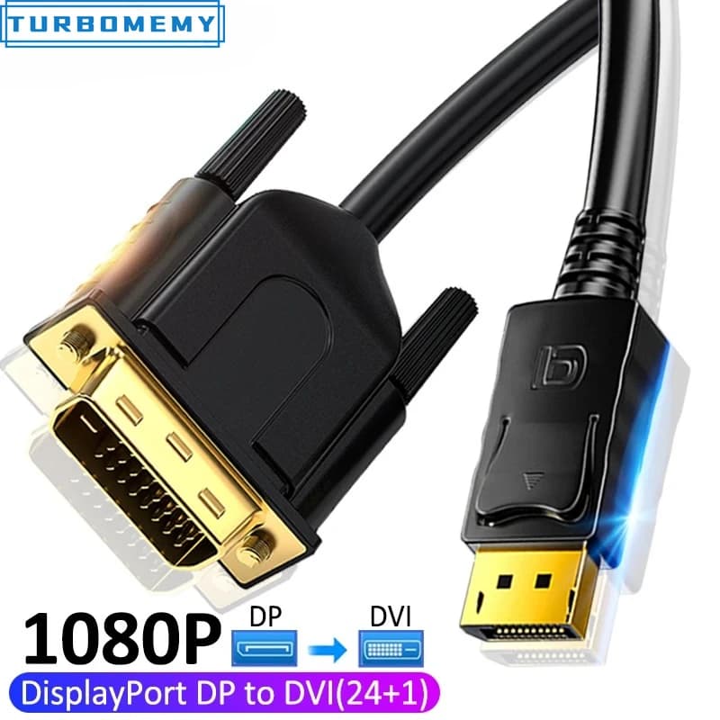 Cavo adattatore DisplayPort a DVI 24+1 1080P, convertitore da DP a DVI, da ingresso DP a uscita DVI per monitor HP, Dell, Asus, proiettori e box.