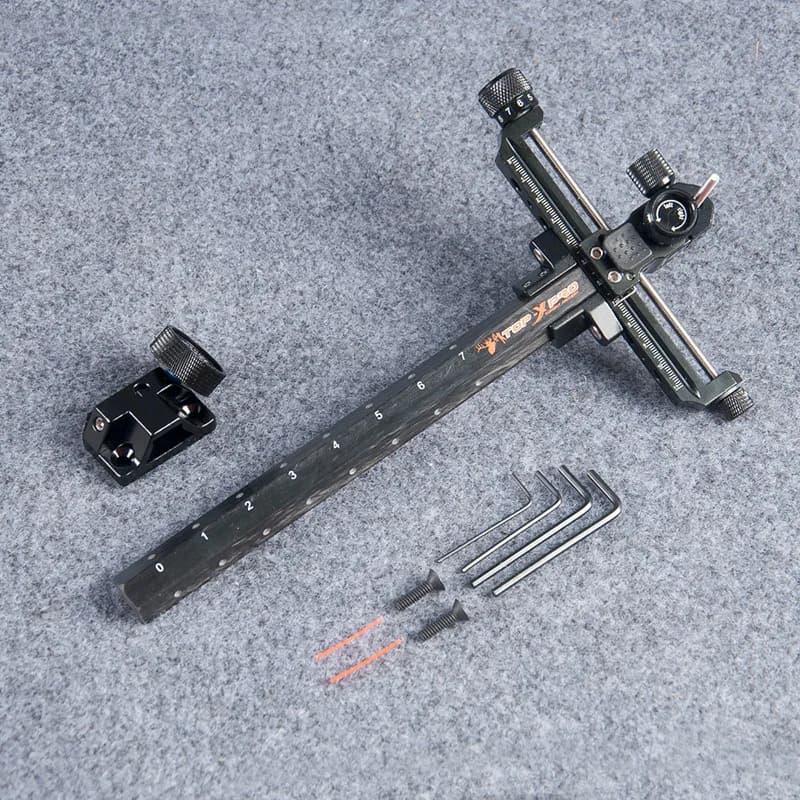 Mirino per Arco Ricurvo Topoint, Barra in Carbonio a 1 Pin, Alluminio, Modello TR1003, Accessori per Tiro con l'Arco e Caccia
