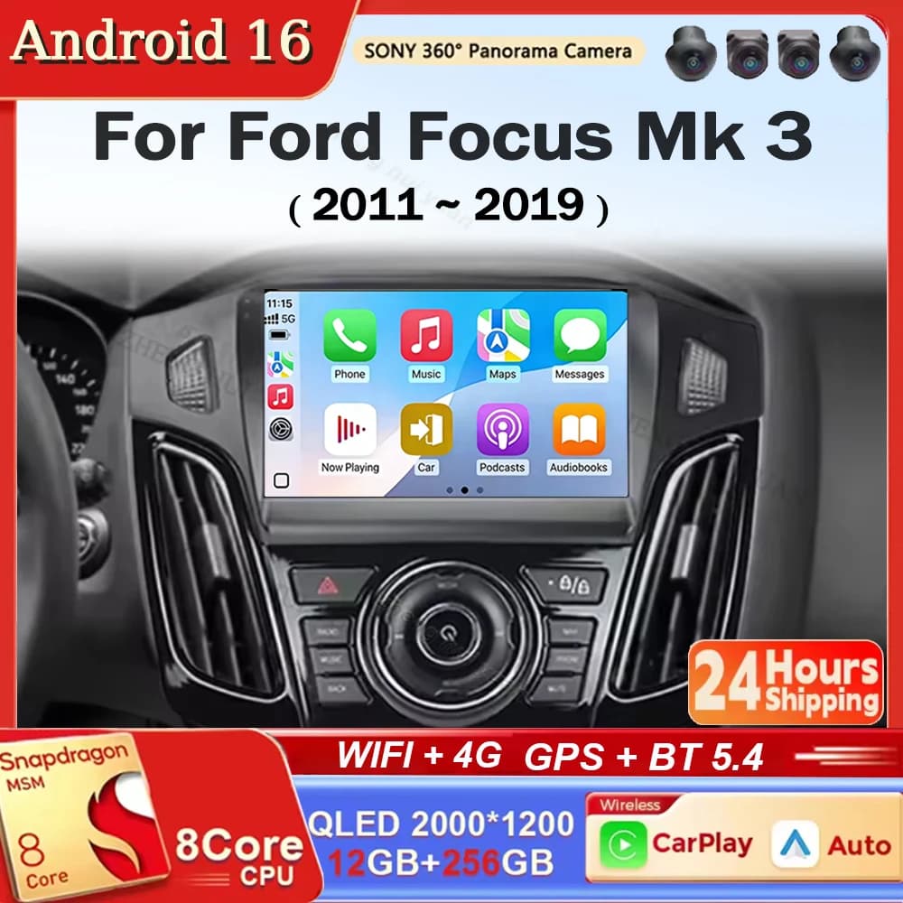 Android 15 Autoradio Per Ford Focus Mk 3 2011 2012 - 2019 Lettore Video Multimediale Android Autoradio Carplay Auto Stereo GPS DVD