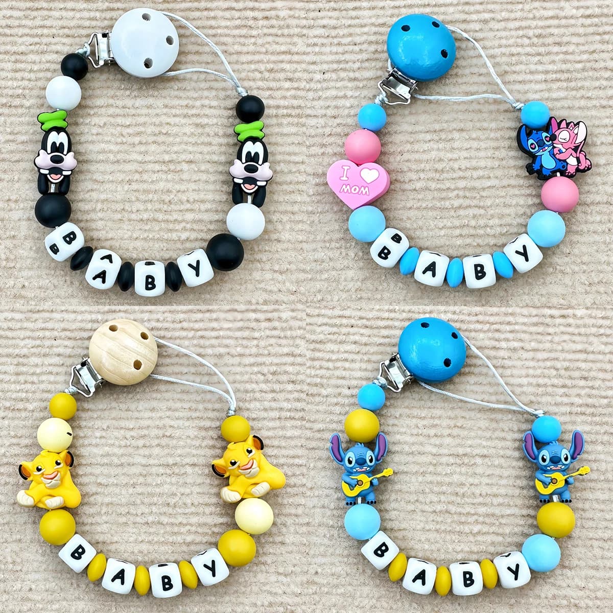 Catenelle Portaciuccio Personalizzabili con Nomi e Lettere Luminose per Neonati, Giocattoli Kawaii e Regali