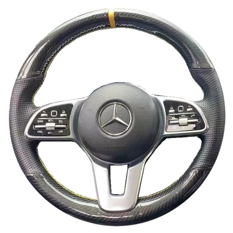 Per Mercedes Benz classe A 2019-2020 GLC GLB 2020 CLS 2018-2020 coprivolante in vera pelle in fibra di carbonio cucito A mano