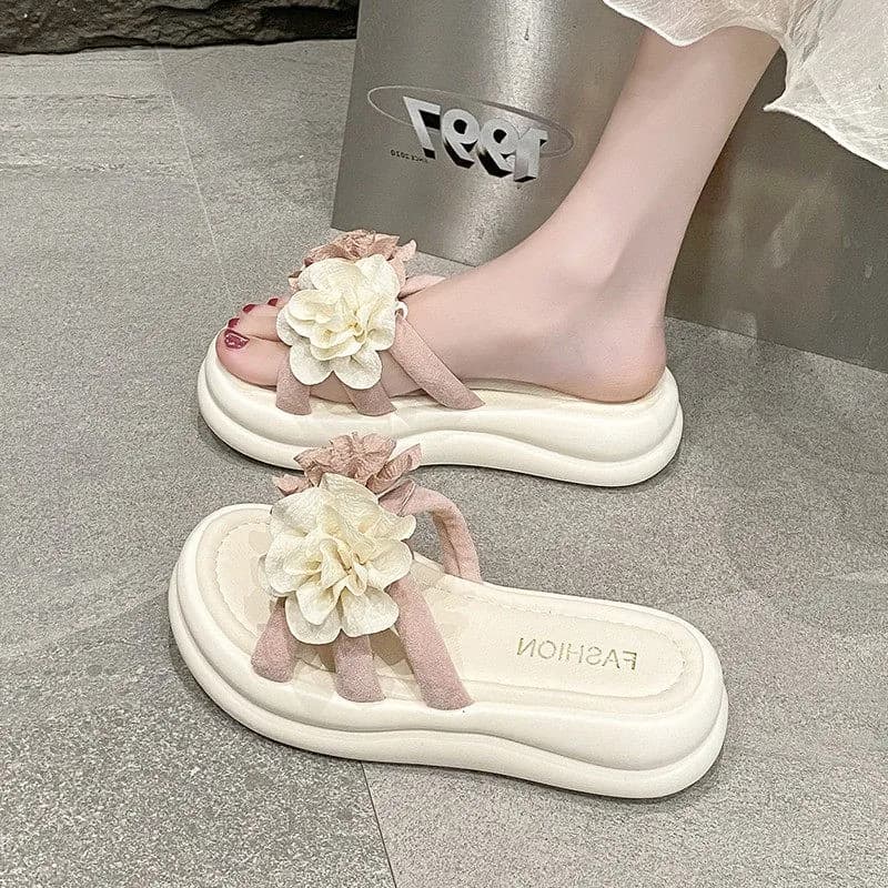 Sandali da Spiaggia Antiscivolo per Donna, Ciabatte Floreali con Suola Morbida, Nuove Ciabatte Estive con Suola Spessa Stile Fatato, Suola in Gomma