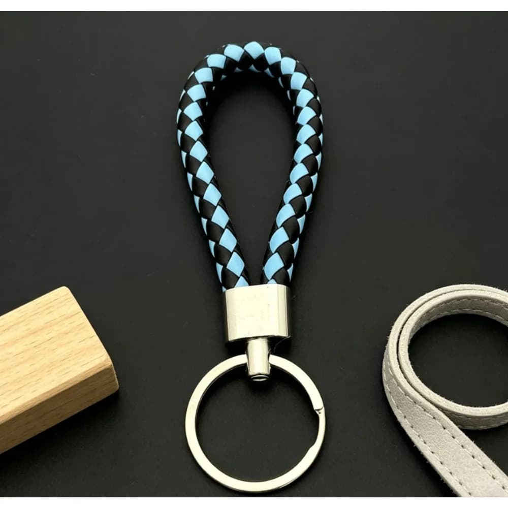 Portachiavi con Ciondolo a Catena Intrecciata a Mano, Regalo alla Moda, Portachiavi per Auto in Metallo e Pelle, Cordino Portatile con Incisione Laser Personalizzata