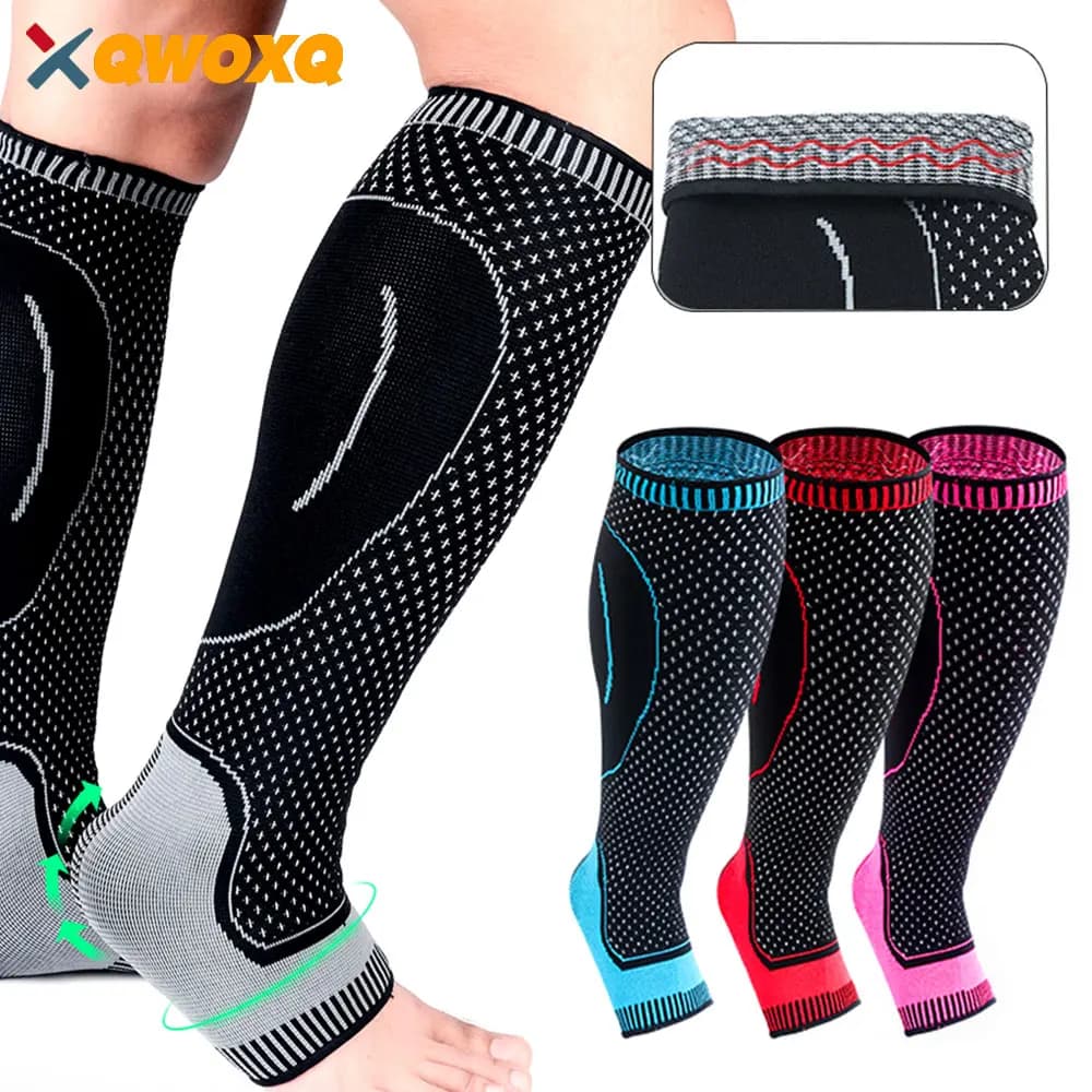 1 pz calzini a compressione da corsa supporto ortopedico calze alte al ginocchio protezione per caviglia per calcio sci vene varicose