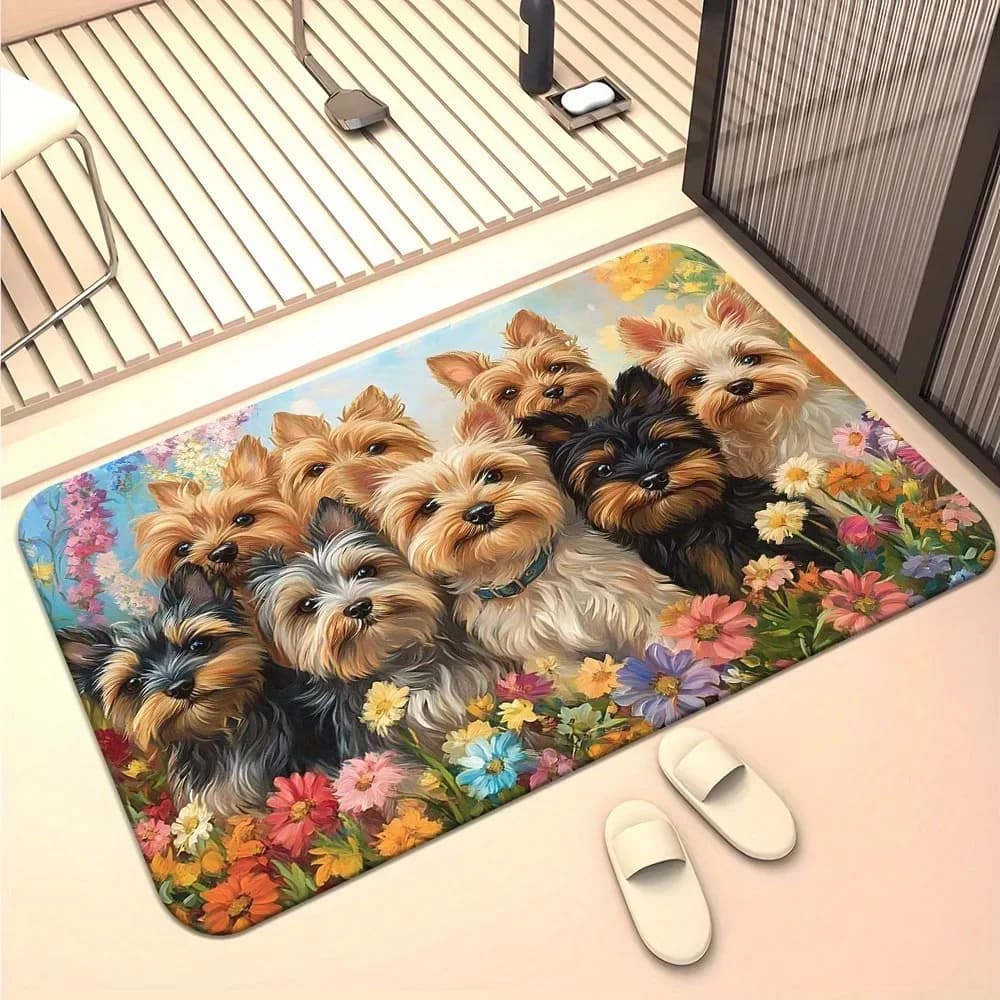 1PC Cute Dogs Modello Tappetini per porte di casa Tappeti da cucina Antiscivolo Design pop Tappeti da bagno Tappetino da bagno Tappeto per la casa Lavandino Lavanderia Decor