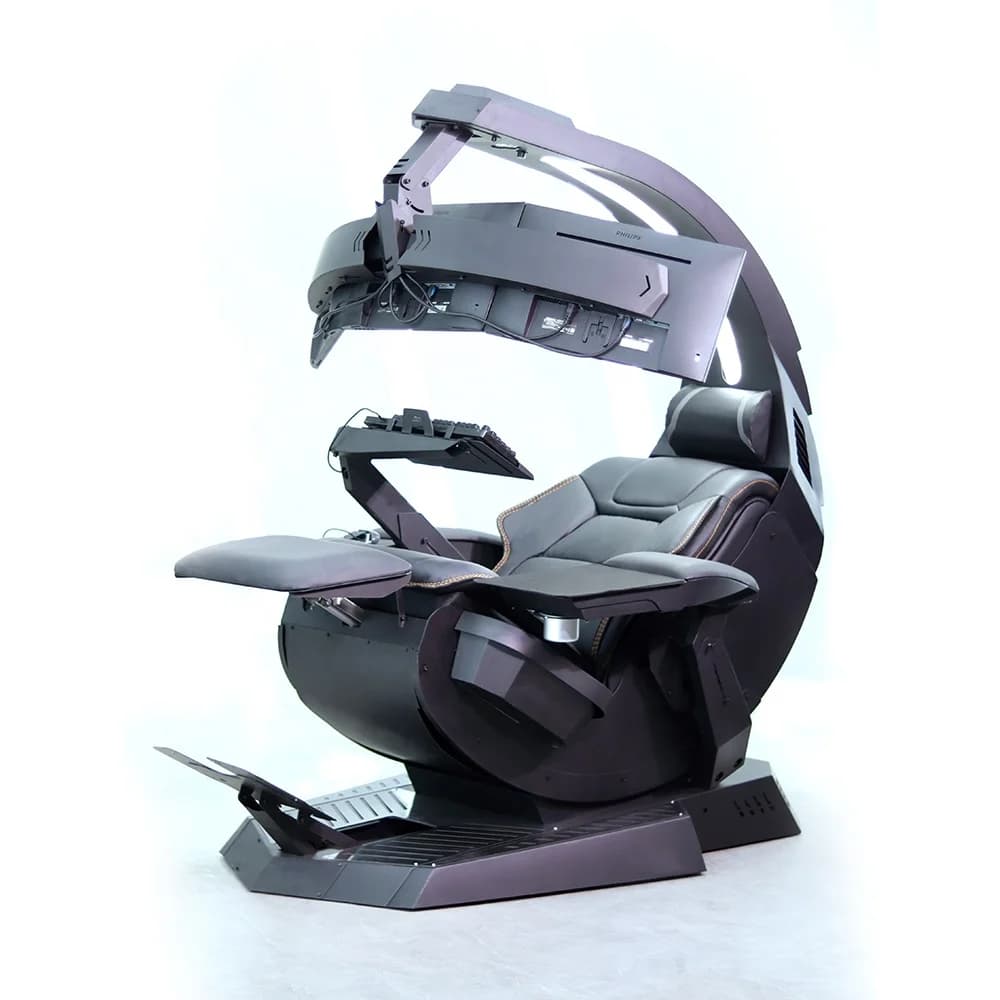 Vendita calda Silla Gamer Workstation Zero Gravity Reclinabile RGB LED Light Altoparlante predatore Scorpion Cockpit Sedia da gioco