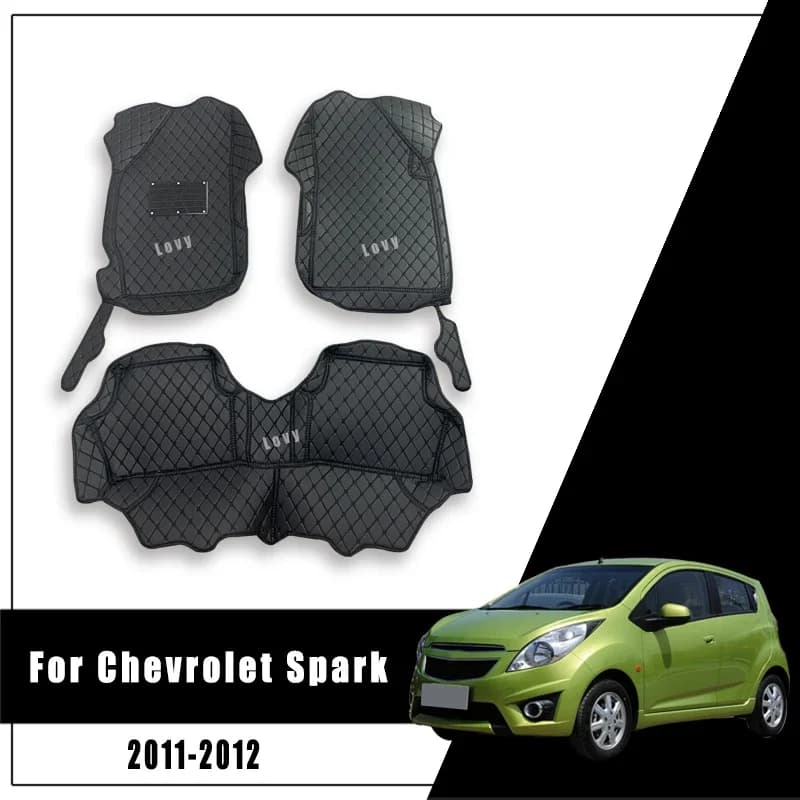 Custom Car Mats for Chevrolet Spark 2012 2011 Leather Carpet Interior Accessories Styling Car Mat Cover