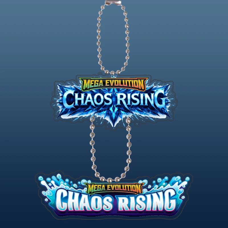 English Version Logo Pendant Acrylic Keychain for Ptcg Monster Mega Evolutions Chaos Rising Logo Game Collection Card Keyring