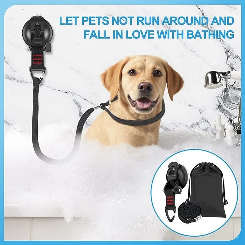 Set da 3 cinghie regolabili per doccia e bagno per animali domestici con ganci a ventosa - Set di strumenti per il bagno di cani e gatti