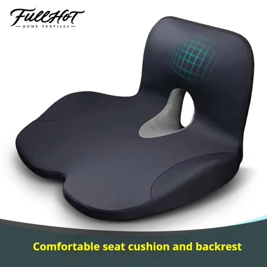 FULLHOT L-Shaped Integrated Memory Foam Office Chair Seat Cushion Anti-Slip Bottom Pressure Reducing Hip Waist Soft Support Pad