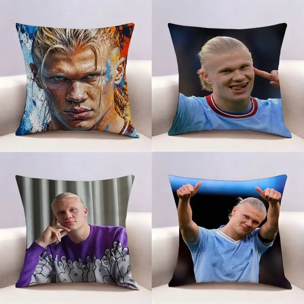 Footballer E-Erling H-Haaland Double-sided print Pillow Case for Sofa Living Room Home office Decor Protective Cover