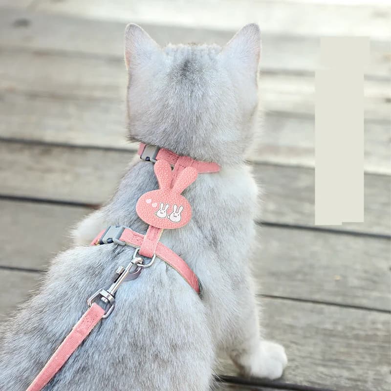 Guinzaglio per collare per animali domestici in poliestere Guinzaglio regolabile per gattino cartone animato Cucciolo Collare per cuccioli Accessori per cintura per imbracatura per cani