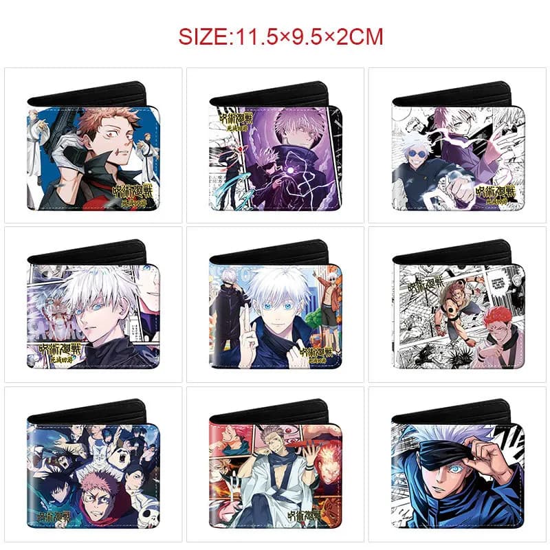 Jujutsu Kaisen Gojo Satoru Printed Short Bifold Wallet Large Capacity Wear Resistant Leather Coin Purse Anime Peripheral Gift