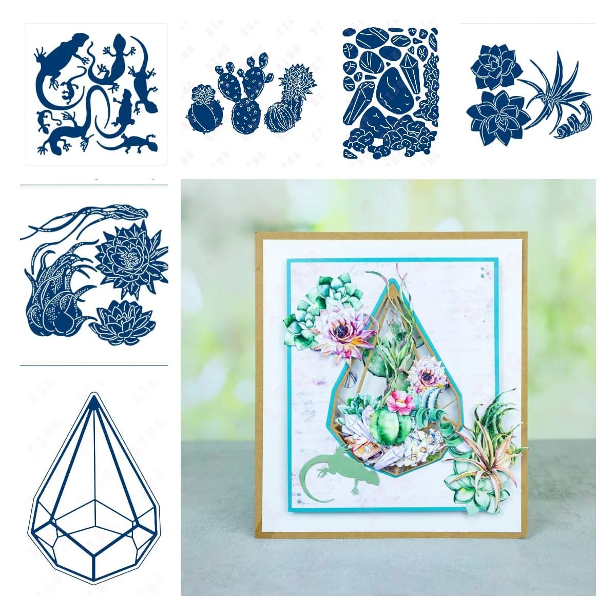 Arrivo Nuovo Metallo Fustelle Scrapbook Decor Modello di Goffratura Fai Da Te Cactus Ciottoli Prismi Silhouette Fogliame Terrario Die Set