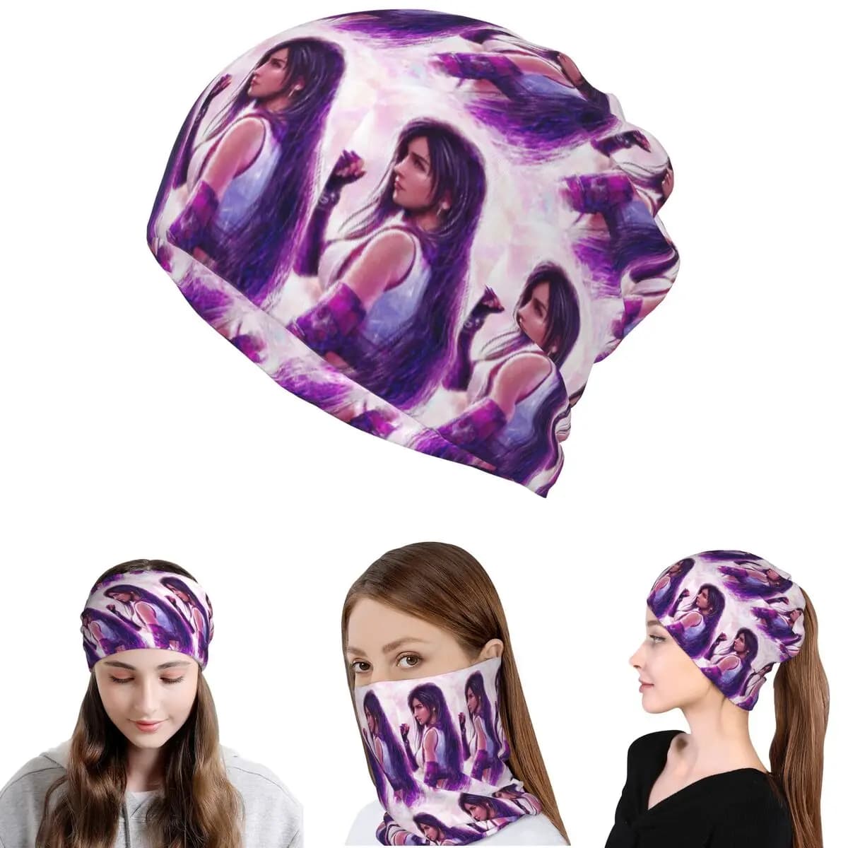 Tifa Lockhart - Final Fantasy 7 FF7 Remake FFVII - Bandana, Maschera, Sciarpa Multifunzione per Ciclismo, Berretto Unisex