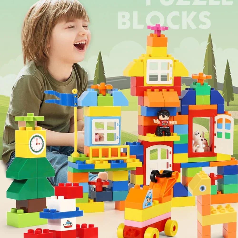 Set di 70/200 Pezzi di Blocchi da Costruzione Educativi per Bambini, Mattoncini Base per Puzzle Assemblabili, Giocattolo DIY per Bambini