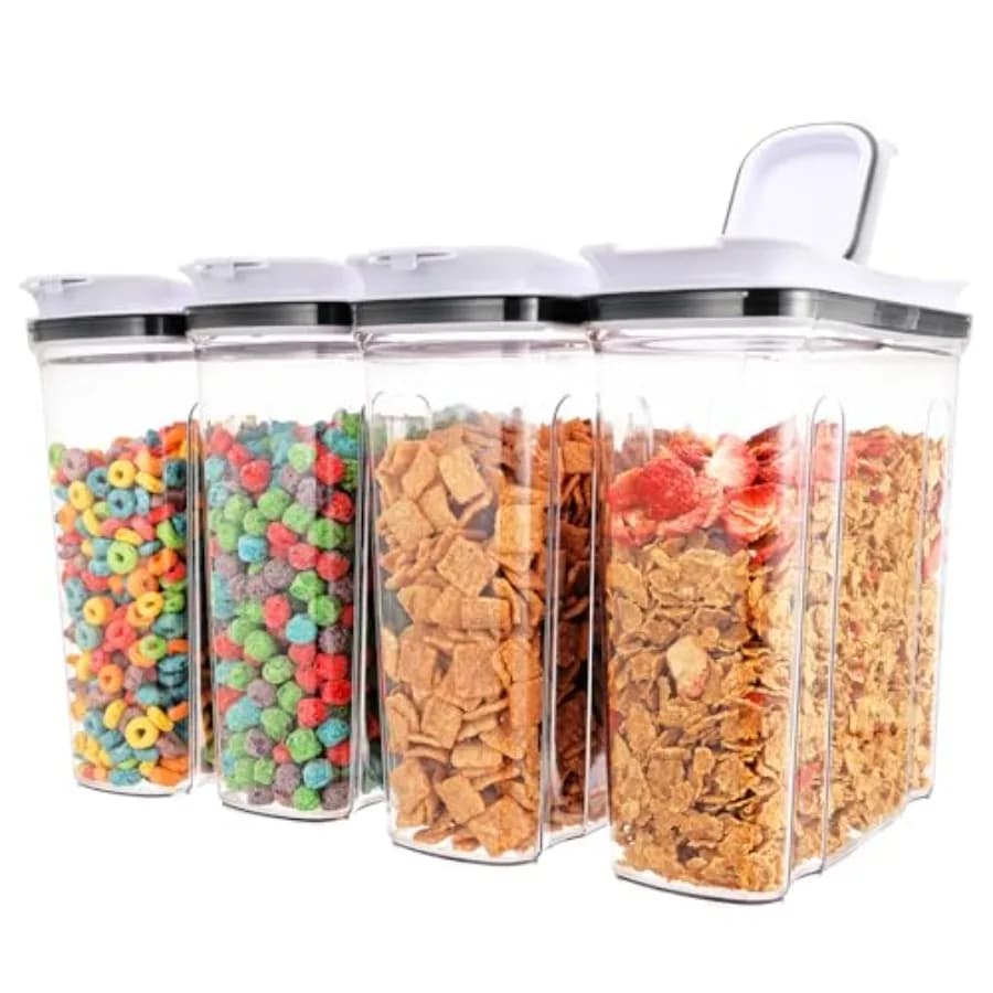 Set di Contenitori per Cereali Ermetici con Coperchio 4L/135.2oz 4 Pezzi Senza BPA in Plastica per Organizzazione Dispensa