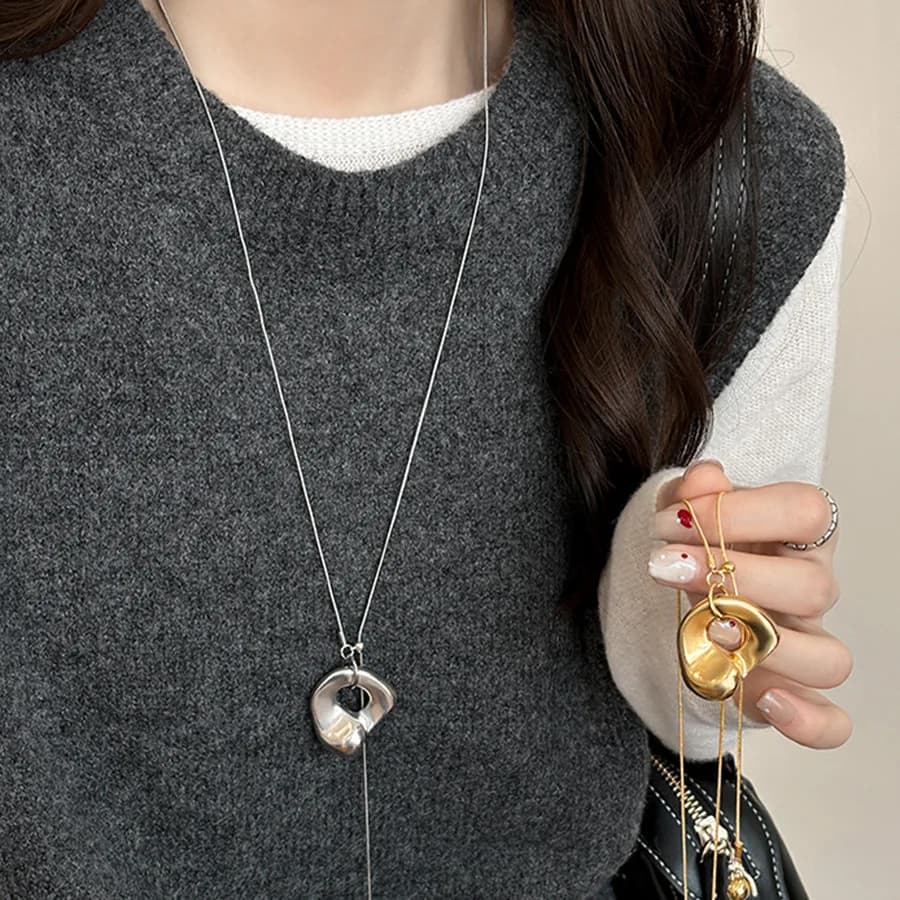 New Irregular Metal Pendant Adjustable Long Snake Chain Necklace For Women Unisex Charm On The Neck Accessories Gift 2026 NEW