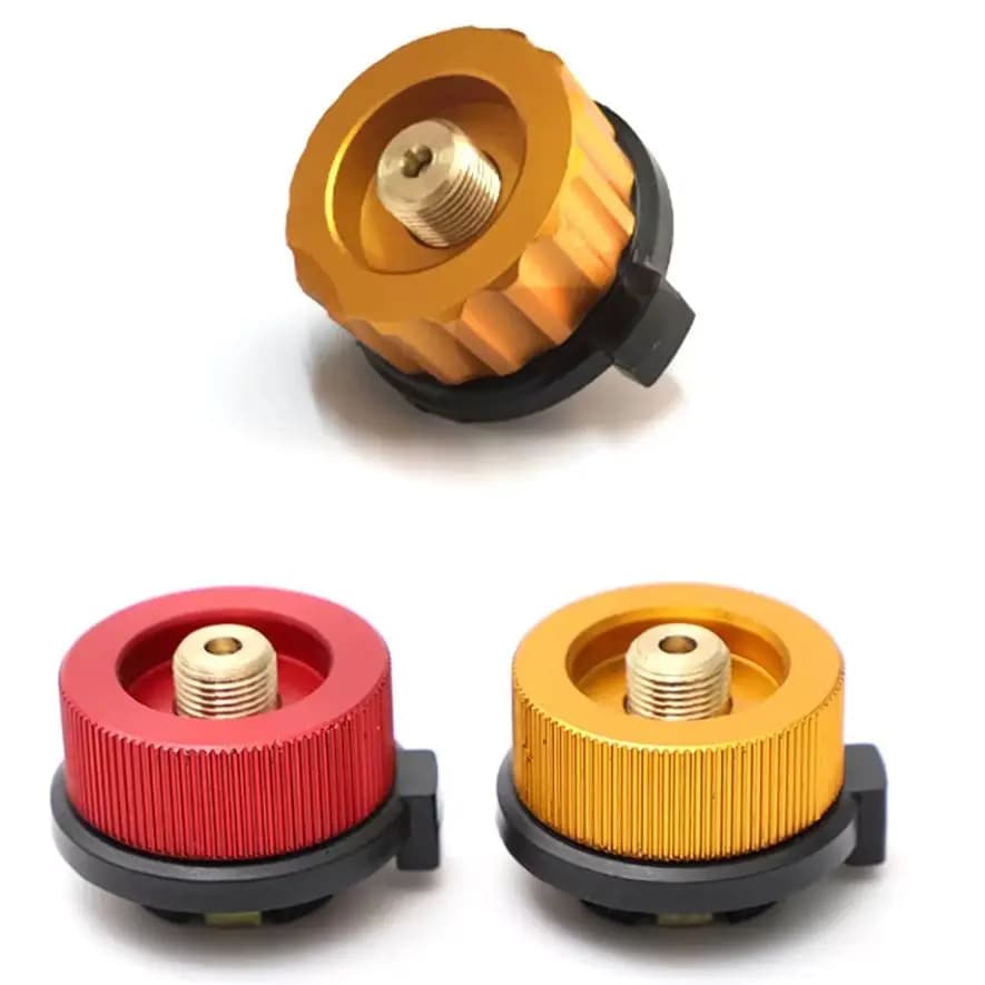 Outdoor camping burner adapter, separate type furnace converter connector, gas cartridge tank adaptor with automatic shutdown