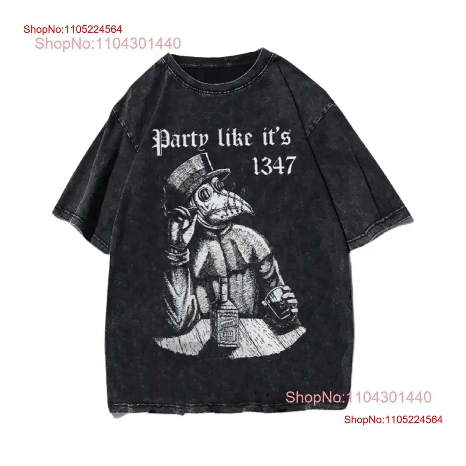 La maglietta del partito 1347 Stampa Trendy Y2K Cultura pop Dichiarazione Edizione limitata Top lavato vintage urbano da indossare tutti i giorni
