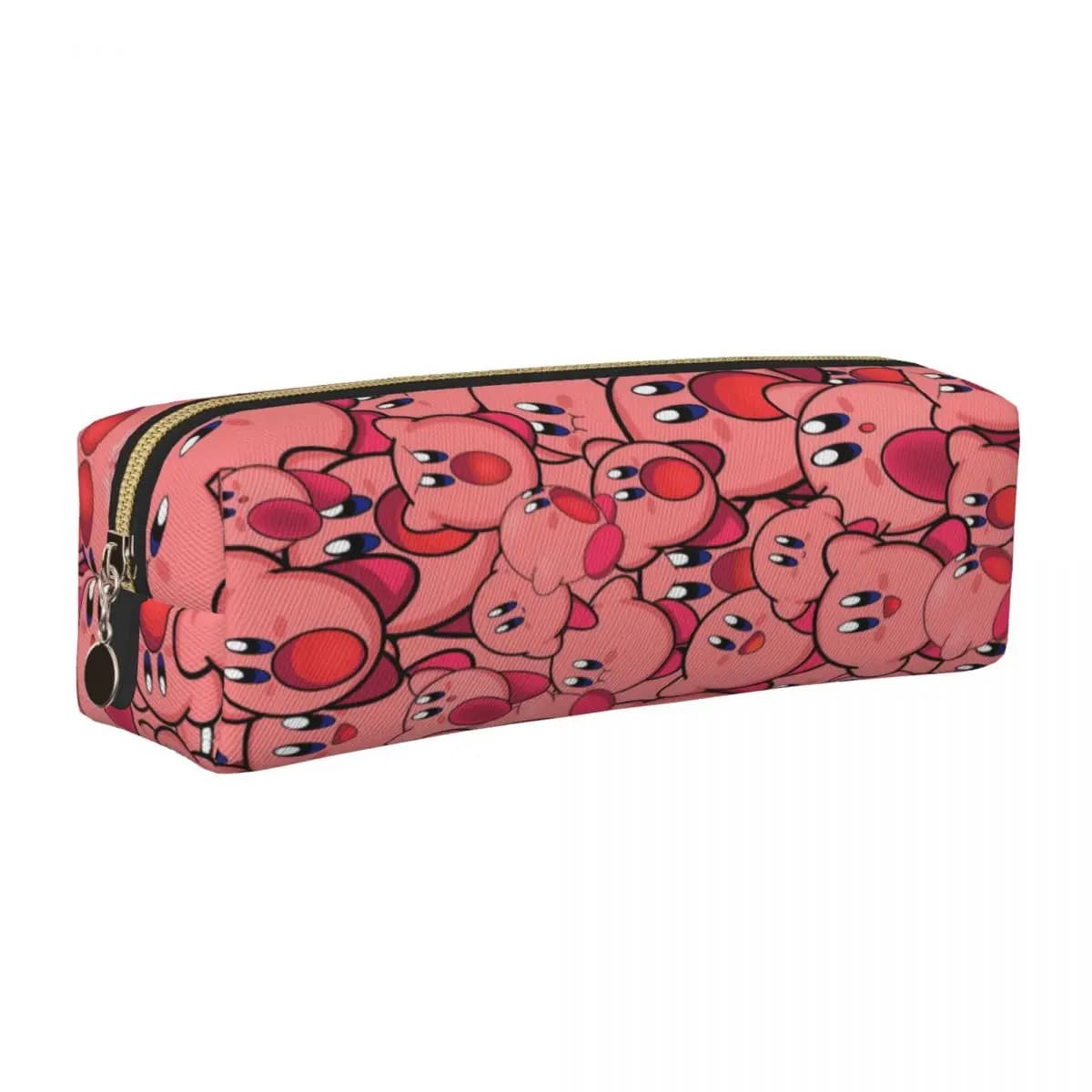 Pink Kirbys Gioco divertente Astuccio portapenne Borsa per studenti Grande portaoggetti Studenti Scatola per matite cosmetiche scolastiche