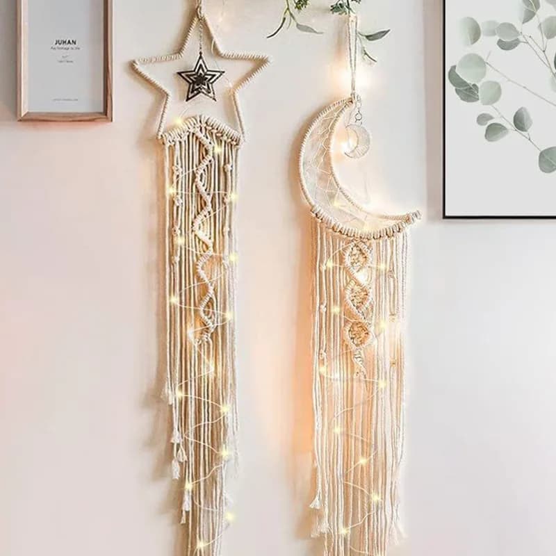 Weaving Tapestry, Dream Catcher, Handmade Pendant, Home Wall Hanging, Star Moon Decoration, Hanging Cloth