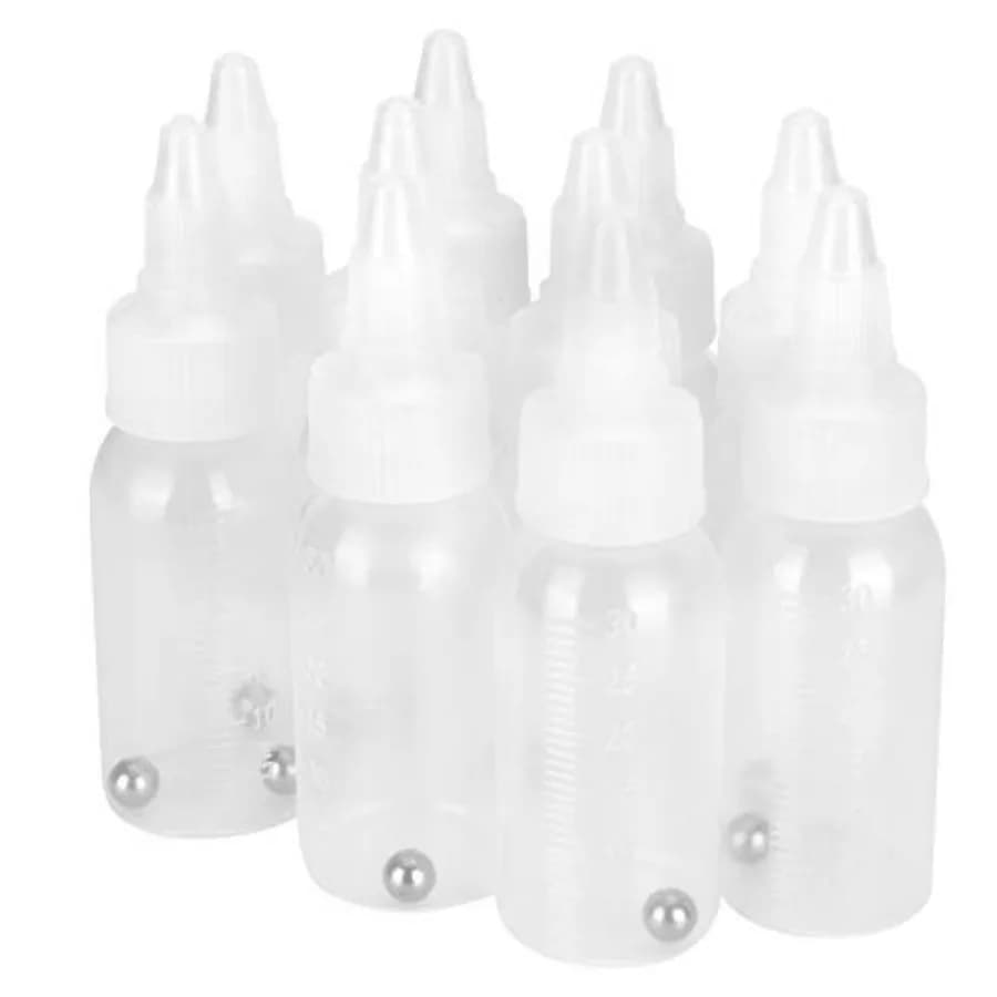Paint Bottle, 10 Pack Airbrush Paint Bottles Jars Plastic containers 1oz/30ml of Acrylic Storage Mixing with Ball jar Bottle Mi