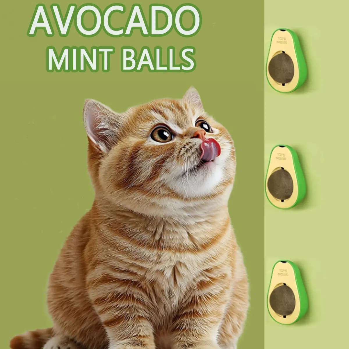 Cat Avocado Mint Ball - Giocattolo Rotante per Gatti con Bastoncino da Masticare per la Pulizia dei Denti e l'Intrattenimento dei Gatti