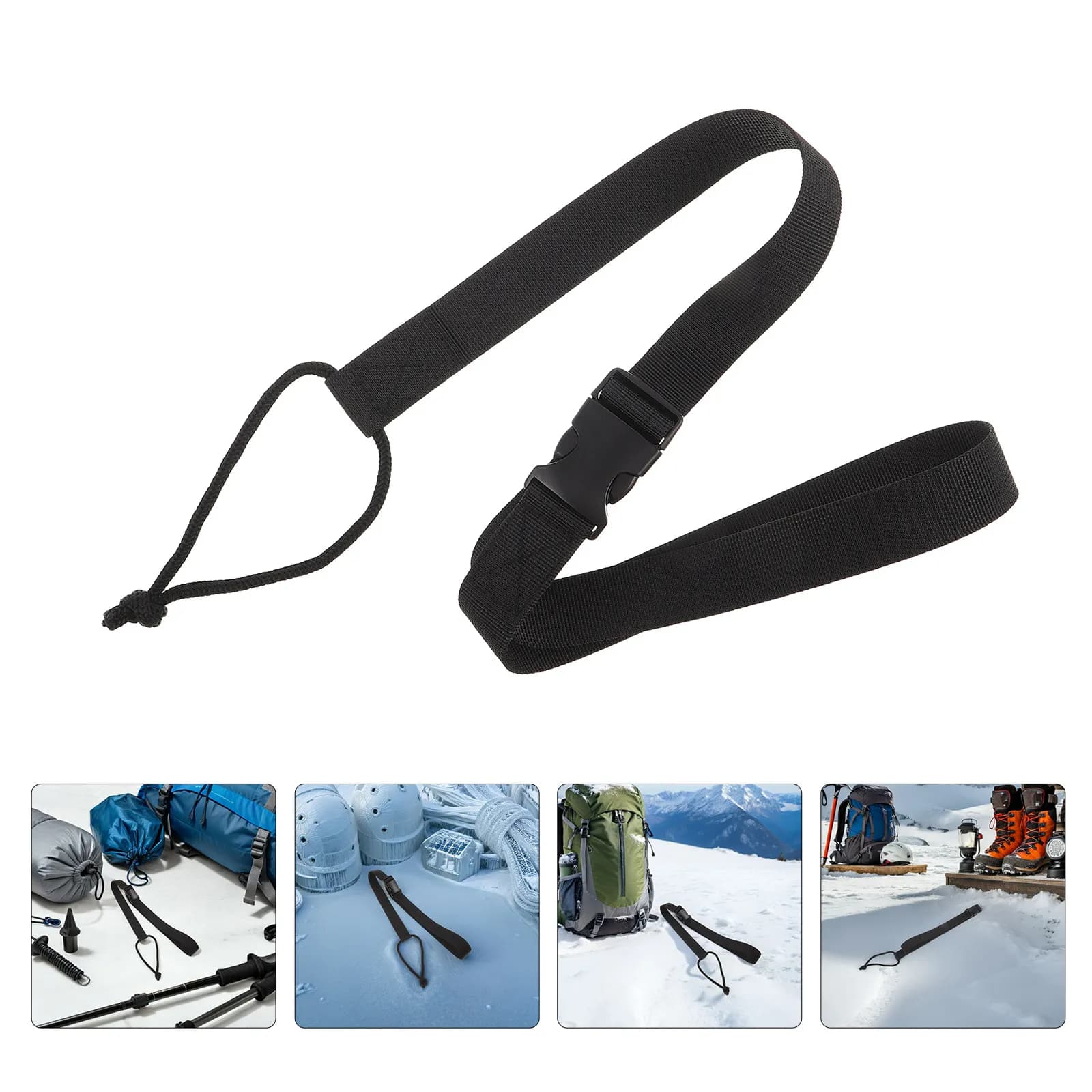 Set di 4 Cinghie per Trasporto Sci, Cinghie Regolabili ad Alta Resistenza per Snowboard, Cinghie a Sgancio Rapido per Scarponi da Sci, Fissaggi per Snowboard