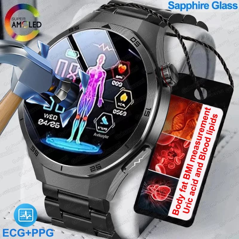 ECG + PPG Watch Smart Men's Watch Of Laser Ignosis Three High Blood Pressure Watch Accurate Cardiac Frequency Called Health Smartwatch Men 2025 New