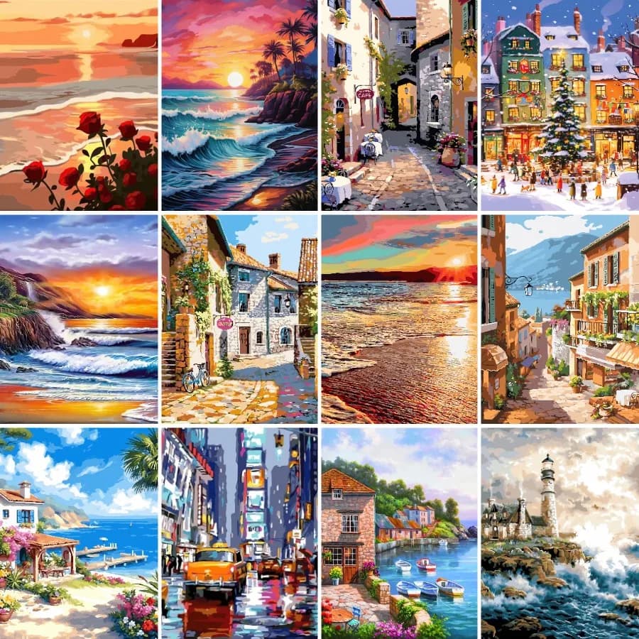 Set per Pittura Diamante 5D Fai da Te, Paesaggio Scenico, Ricamo a Punto Croce, Arte Fatta a Mano, Regali per la Casa, Regali per Bambini