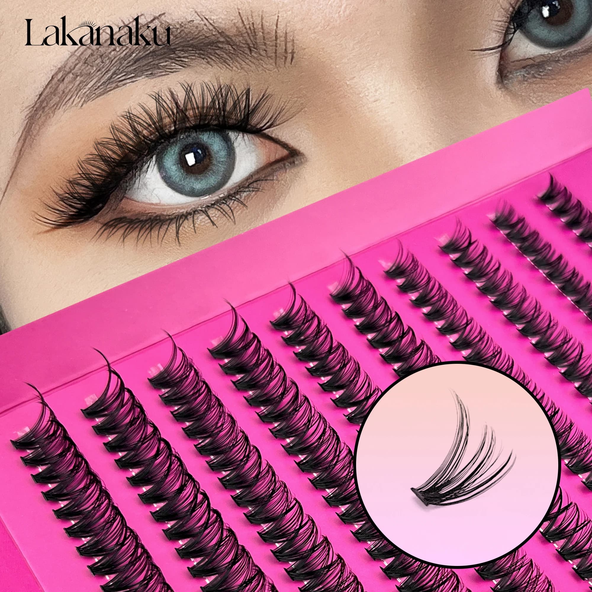 LAKANAKU Natural Cluster Eyelash Extensions DIY Cluster Lashes Manga Lashes Cluster Ultra Thin Magic Anime Diy Lash Extensions