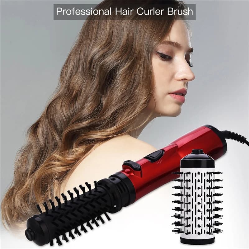 2 in 1 rotante piastra per capelli elettrica spazzola bigodino per capelli asciugatrice spazzola pettine ad aria calda pettine per styler per capelli agli ioni negativi