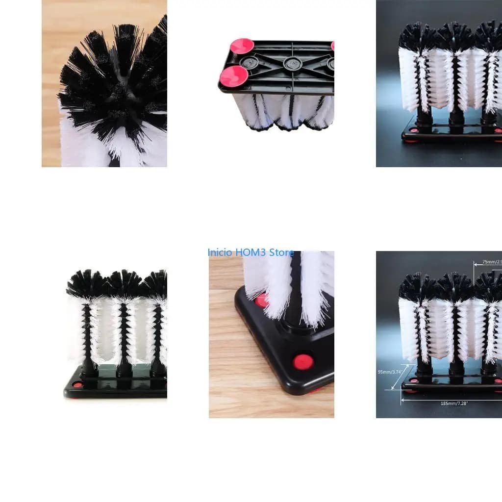 A5YD 3Pcs Brush Head Set Water Bottle Cleaning Brush Glass Cup Washer With Base