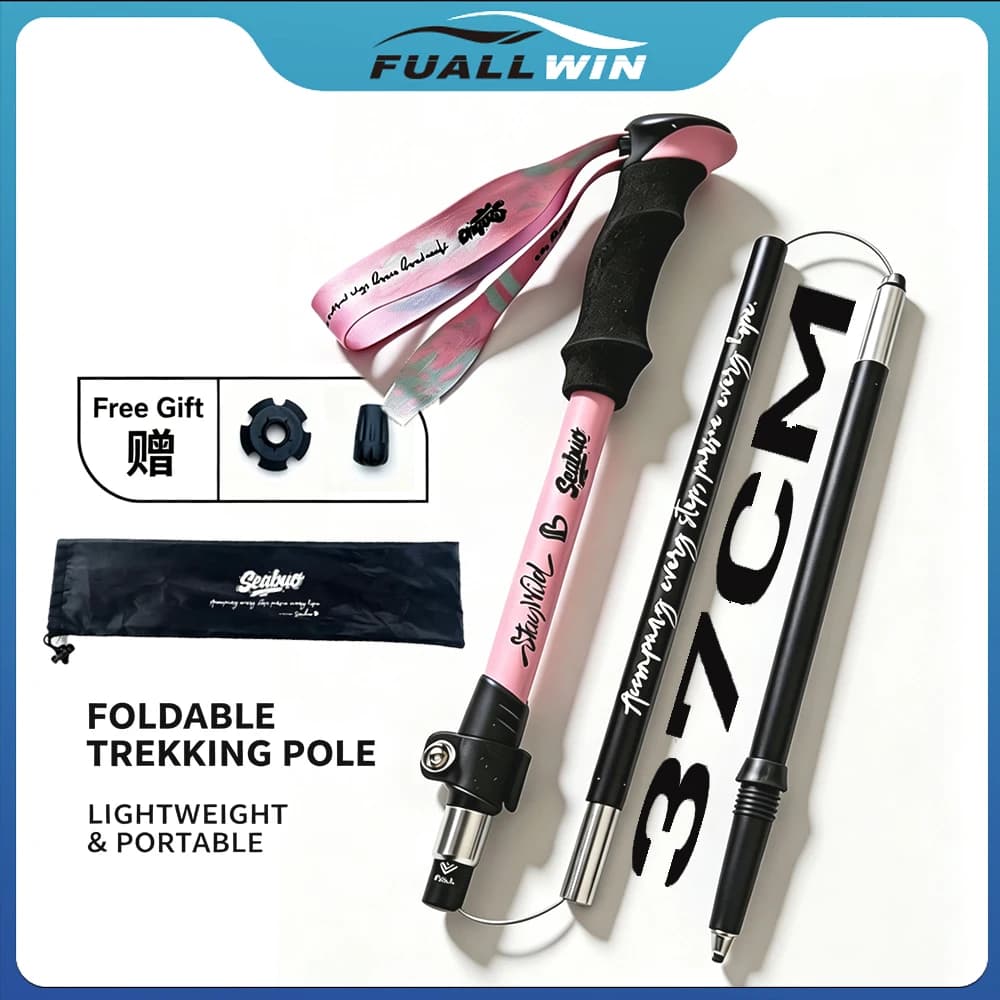 37cm Foldable Trekking Poles Lightweight Collapsible Aluminum Walking Sticks Easy Storage for Outdoor Hiking Camping