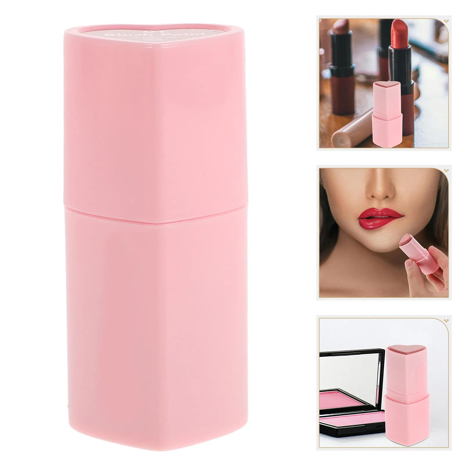 Blush in Crema a Forma di Cuore, Rossetto, Contouring e Illuminante Impermeabile, Leggero e Sfumabile, Stick per Contouring Viso
