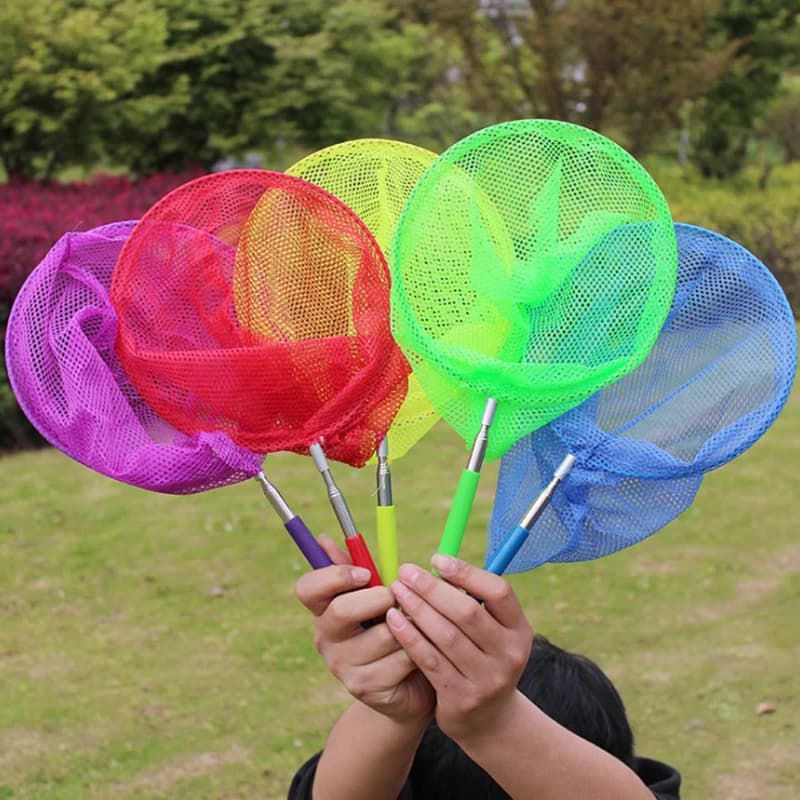 Impugnatura antiscivolo per bambini colorata Rete telescopica perfetta per farfalle allungabile da 34 pollici per la cattura di insetti Giocattoli da pesca per insetti