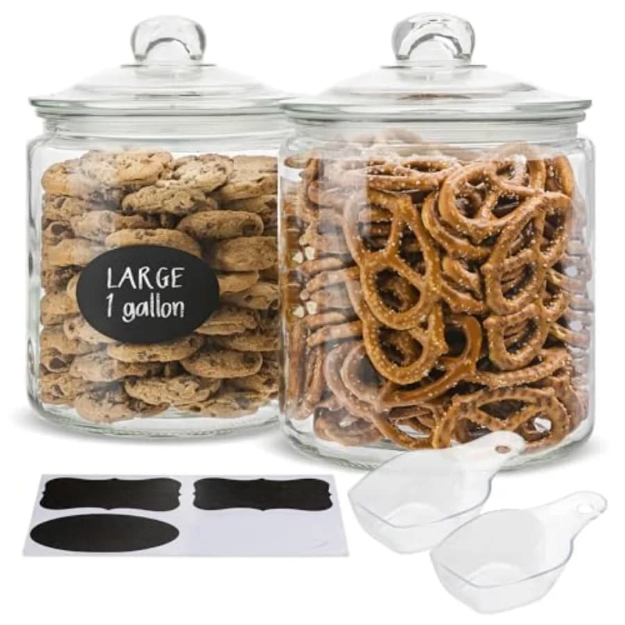 Barattoli in vetro per cucina, contenitori per alimenti e biscotti, per dispensa, bagno, officina, con coperchi ermetici, lavabili in lavastoviglie.