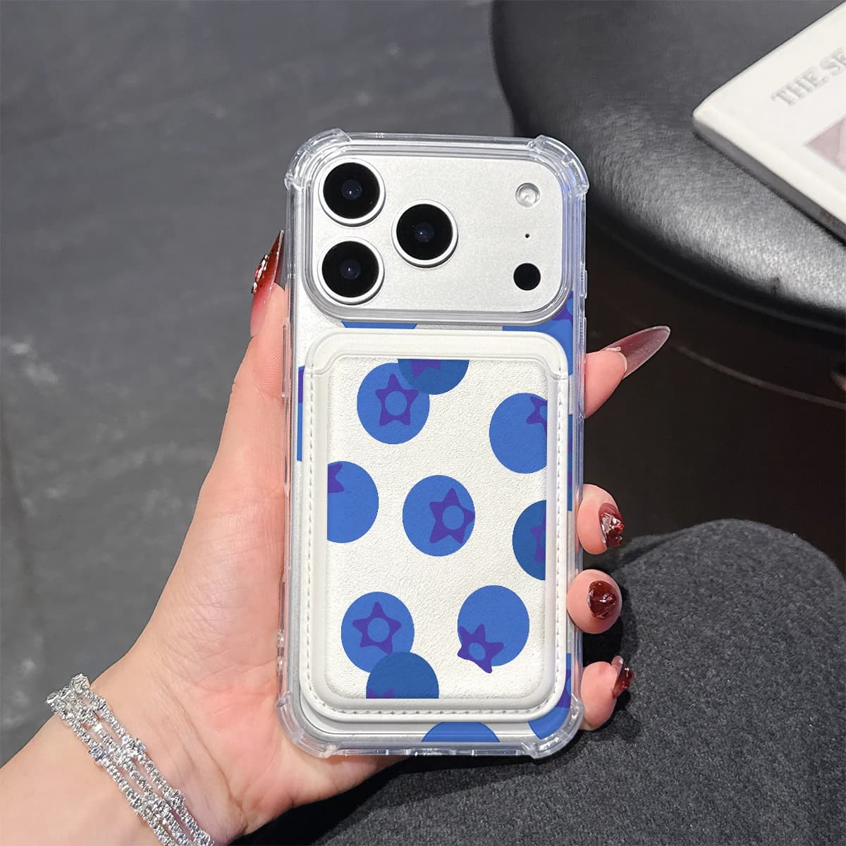 Star Berry Phone Case For iPhone 17 16 15 14 13 Pro Max Plus Wallet Pocket Transparent Soft TPU for Magnetic Phone Case