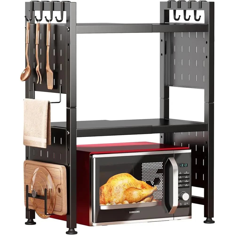 Supporto per Microonde, Scaffale Espandibile a 3 Ripiani (44,2 cm - 69,6 cm), Robusto e Regolabile, Organizzatore per Piano di Lavoro della Cucina
