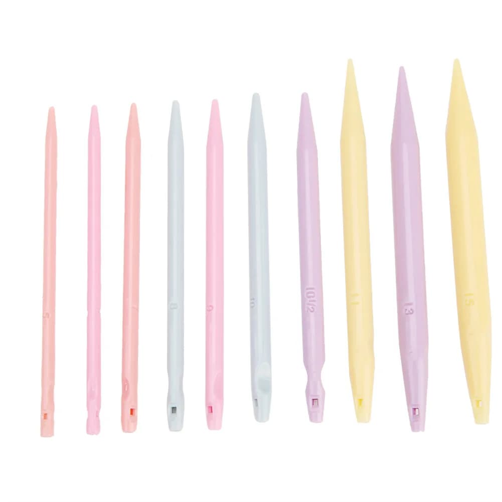 Set di 10 Paia di Ferri Circolari in Plastica ABS con Testa Intercambiabile e Borsa Portaoggetti, Accessorio Fai-da-Te per Maglioni e Sciarpe